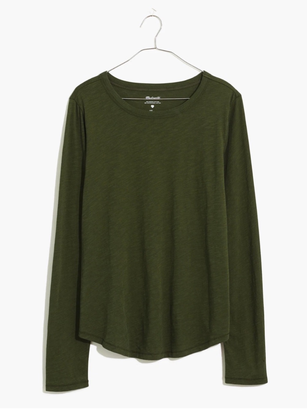 Madewell Olive Green Long Sleeve Crew Top 100% Cotton ✨ - Picture 1 of 10